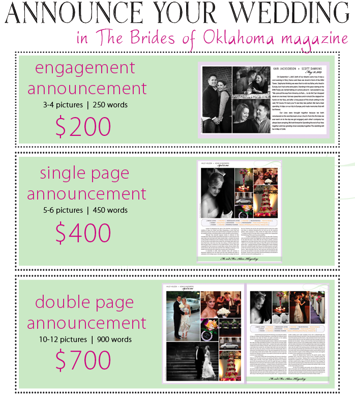 announce your wedding or engagement in the brides of oklahoma magazine