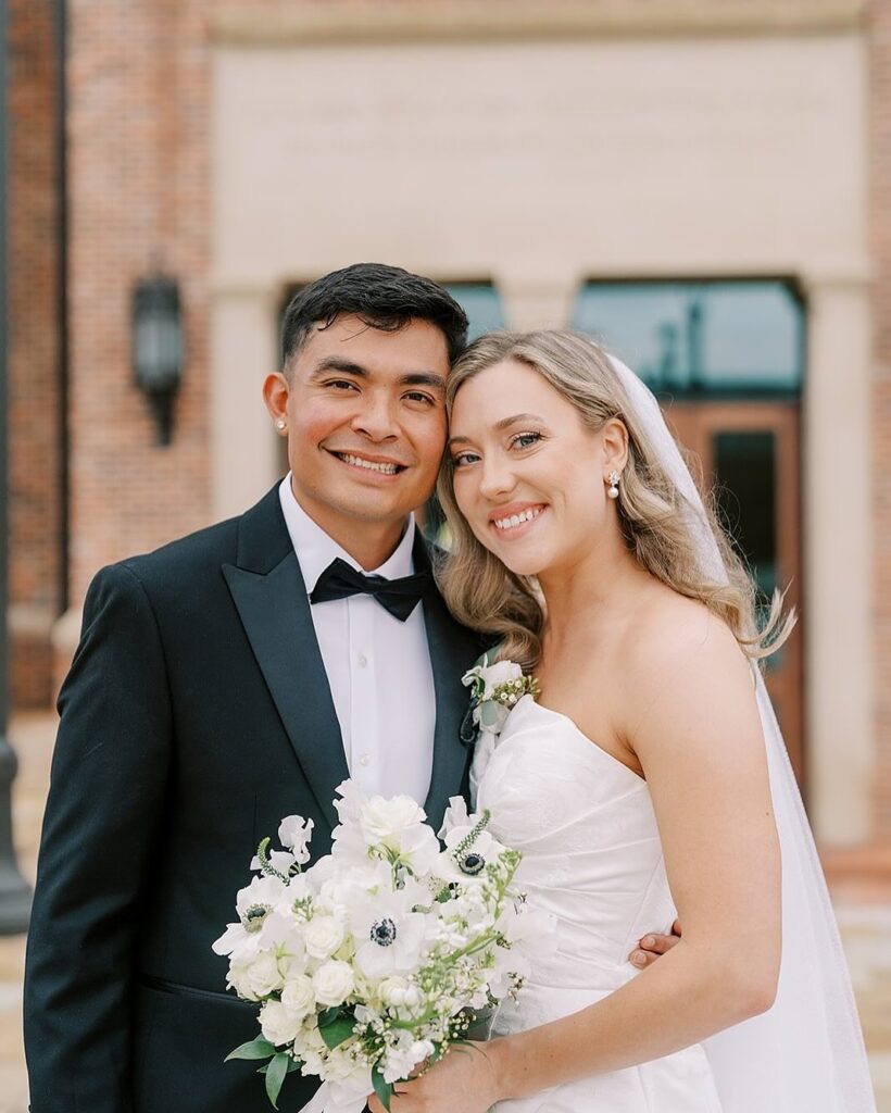 Bride Angela was absolutely glowing on her wedding day! ✨⁠ ⁠ Pro Tip from bronzedbybritni: Schedule a trial spray tan