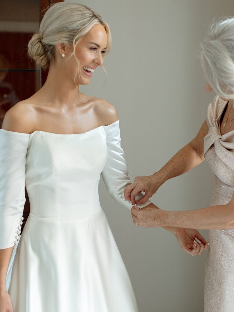 All eyes on the bride! Lauren said yes to this stunning off-the-shoulder look from molierebridal, one of OKC’s go-to bridal